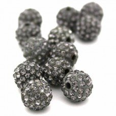 Grey Real Crystal Shamballa Beads For Craft And Jewellery Makers