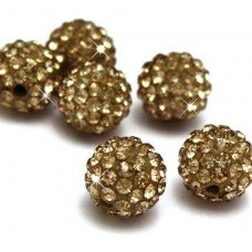 Real Crystal Gold Shamballa Beads for Craft And Jewellery Makers