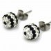 8mm Black & Clear Striped Shamballa Earrings