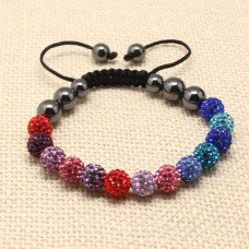 Lovely New Multi Coloured 13 Balls Crystal Shamballa Bracelets 