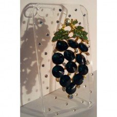 New Red 3D Dark Green Design / Diamante I phone Transparant Crystal   4/4s Crystal Cover/ Mobile Phone Case