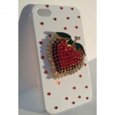 New Red 3D Love Heart Apple Design & Diamante I phone  4/4s Crystal Cover/ Mobile Phone Case