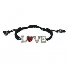 Diamante Crystal Love Charm Bracelet In A Gift Box.(Lovely Valentine Gift)