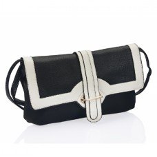 Designer Inspired Black And White Contrast Fashion Handbag 