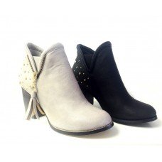 Gold Zip and Stud Ankle Boot Shoe