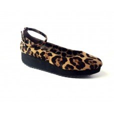 Multi Leopard Ankle Strap Wedge Flats 