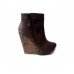 Brown Women Platform Ankle Boot Shoe