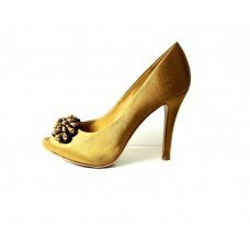 Gold Satin Peeptoe Women Court Shoe