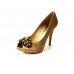 Gold Satin Peeptoe Women Court Shoe