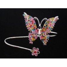 Pink Butterfly Crystal Stone Bangle