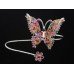 Pink Butterfly Crystal Stone Bangle