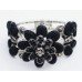 Black Flower Crystal Stone Bangle