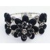 Black Flower Style Crystal Stone Bangle