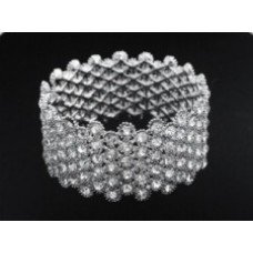 Silver Diamond Crystal  Stone Bangle