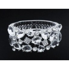 Silver Crystal Stone Bangle