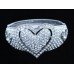 Silver Heart Shape Crystal Stone Bangle