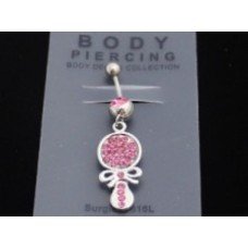 Pink Crystal Mirror Belly Bar