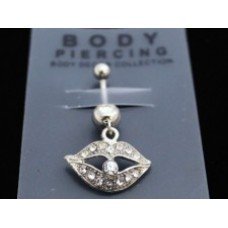 White Crystal Lip Belly Bar