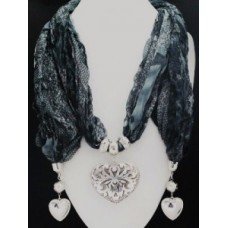 Blue Heart Shape Crystal Necklace  Scarf 