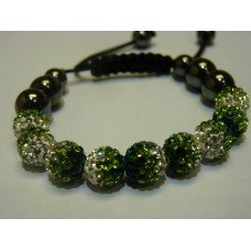 Beautiful New Green and White Two Tone Shamballa Bracelet