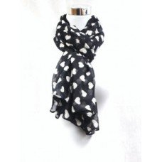 Balck Heart Print Crystal Scarf 