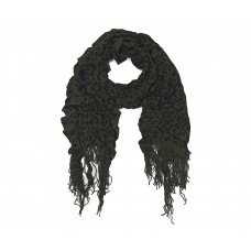 Animal print knited ruffle scarf green