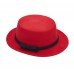 Red fedora style hat with black bow hat