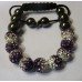 Beautiful New Two Tone Purple and White/Silver Crystal Shamballa Bracelet