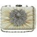 Beige Gorgeous Satin Crystal Evening Clutch Bag