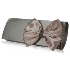 Ivory Satin Crystal Evening Clutch Bag