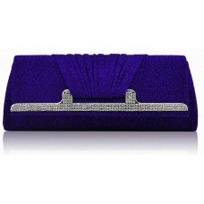 Blue Diamante Satin Crystal Evening Clutch Bag