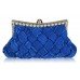 Royal Blue Satin Crystal Evening Clutch Bag