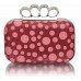 Red Women's Satin Crystal Evening Clutch Bag