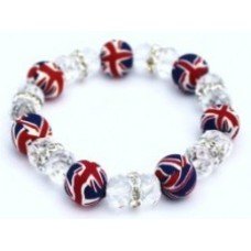 White Union Flag Crystal Bracelet 