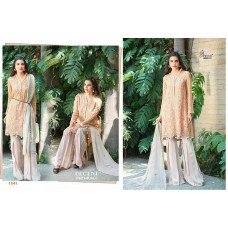 Z1541 PEACH AND WHITE DECENT GEORGETTE PAKISTANI STYLE SALWAR KAMEEZ SUIT