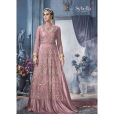 S-84 PURPLE SYBELLA HEAVY EMBROIDERED WEDDING WEAR DRESS