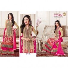 57010 Beige & Fuscia Elezita Party wear Shalwar Suit