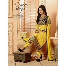 Yellow CLASSIC KEYAS 4 GEORGETTE LONG LENGTH STRAIGHT SUIT