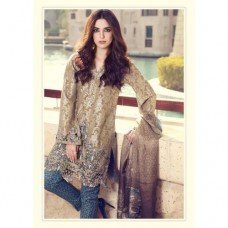 55002 BROWN MARIA B LAWN READYMADE PAKISTANI STYLE SUIT