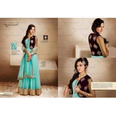 11025 TURQUOISE FALL OF GLAM BY NAKKASHI ANRKALI DRESS