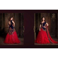 21001 Dark Blue and Red Mohini Princess Dia Mirza Wedding Wear Dress