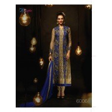 Gold and Blue RANGSUTRA PARTY WEAR GEORGETTE CHURIDAR LONG SALWAR SUIT 