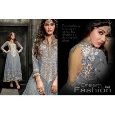 1003 Grey Princess Wedding Wear Anarkali Dress