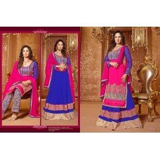 Blue and Pink BEAUTIFUL SAARA 3 WEDDING WEAR HEAVY EMBROIDERED LEHENGA 