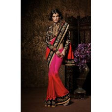 Black, Pink and Red OUTSTANDING KHAWAB WEDDING WEAR SAREE 