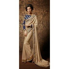 Blue and Golden OUTSTANDING KHAWAB WEDDING WEAR SAREE 