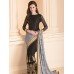 CS-22 GREY AND BLACK HALF AND HALF SAREE WITH FULL SLEEVE BLOUSE