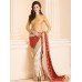 CS-24 RED AND WHITE CONTRAST HALF AND HALF SAREE WITH GOLD BLOUSE