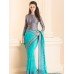 CS-30 SILVER EMBROIDERED BORDER PARTY WEAR SAREE WITH ORNATE JACKET STYLE BLOUSE (READY MADE)