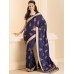 CS-26 NAVY BLUE INDIAN DESIGNER PARTY WEAR SAREE WITH FULL SLEEVE BLOUSE